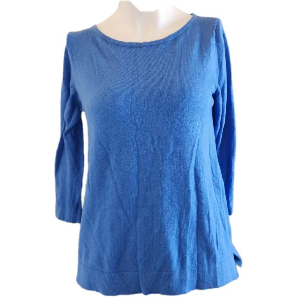 Talbots Women's small cashmere blend royal blue soft 3/4 sleeve sweater - Picture 1 of 6